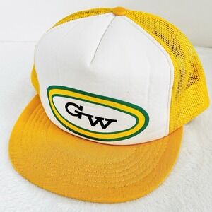 GW Oval Logo 2-Tone Trucker Hat Cap Snapback Adjustable Yellow Workwear Outdoors